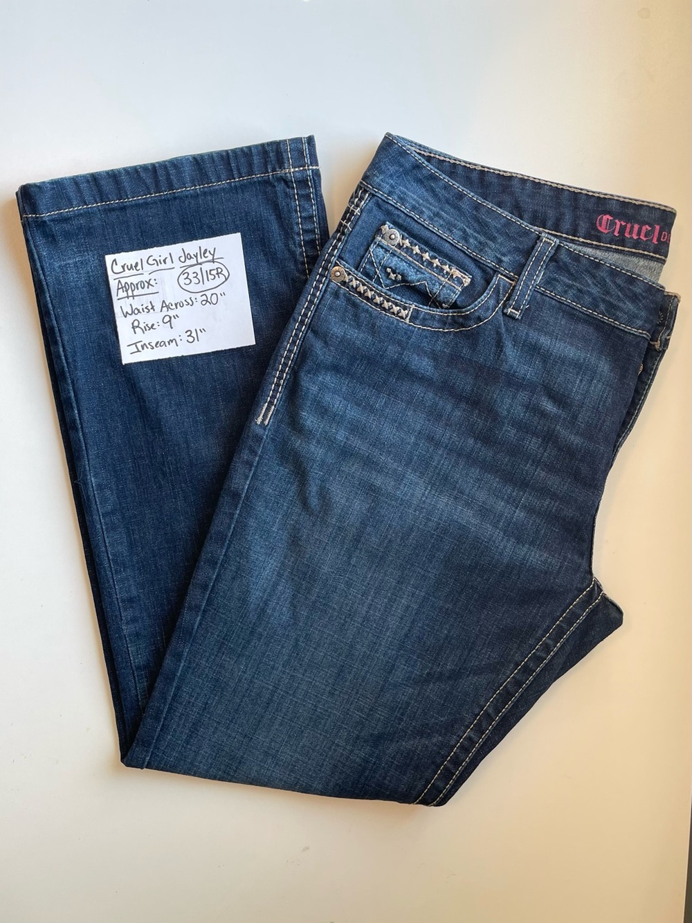 Cruel Girl Jayley Slim Bootcut Jeans - Dark Wash & Western Embroidery - 33 | 15R - Picture 2 of 8